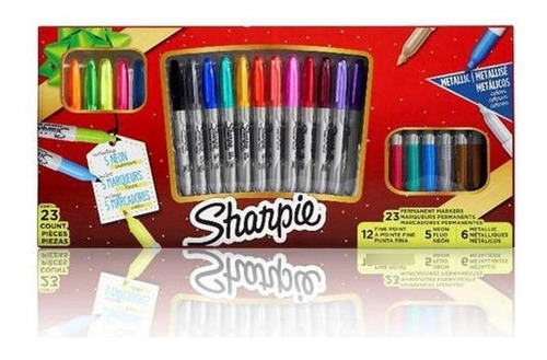 Set Sharpie 23 Piezas Edición Gift - 12 Finos 5 Neón 6 Metal