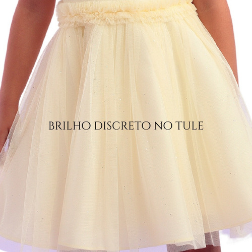 Imagem 2 de 4 de Vestido De Festa Infantil Amarelo Liso Petit Cherie 22252