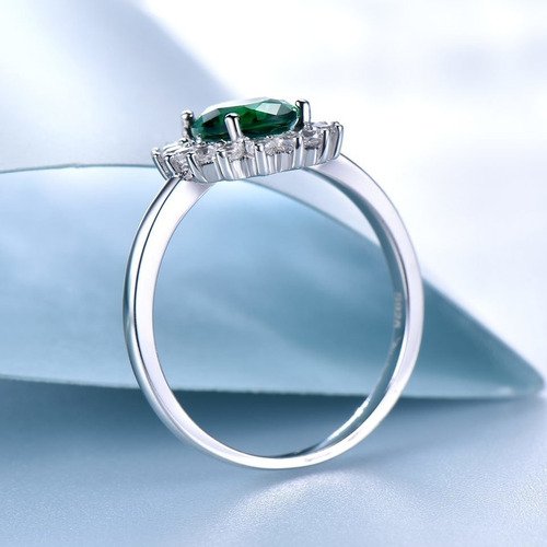 Aro Anillo De Compromiso Plata 925 Gema De Esmeralda Sp1eo4s