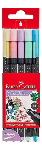 Marcadores Pastel Grip Finepen Faber-castell X5 Colores Color