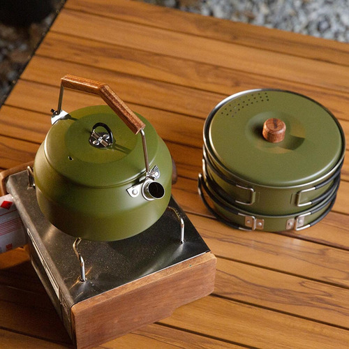 Camping Kettle Coffee Bof De Agua Fácil De Limpiar Verde