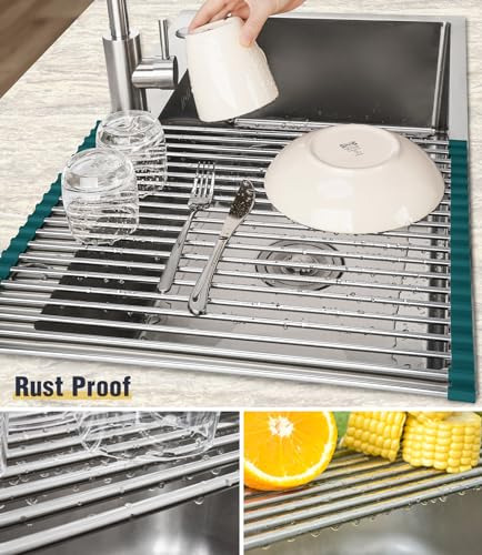 Estante Para Secar Platos Enrollable De Acero Inoxidable Tom