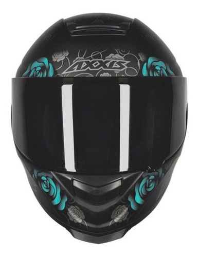 Capacete para moto  integral Axxis  Eagle  matt black e blue flowers tamanho G 