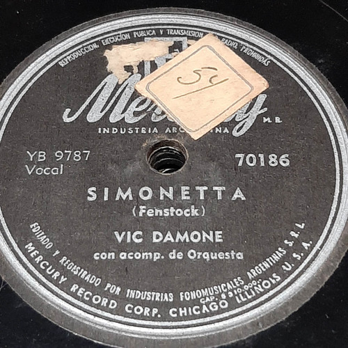 Pasta Vic Damone Acomp Orquesta Mercury C313