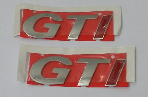 Imagem 2 de 3 de Emblema Gti Gol Golf G3 G4 C/ I Vermelho 2 Pçs Kit
