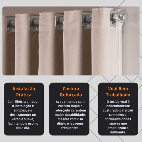 Cortina Blackout Na Cor Avelã 3,00x2,70m Com Ilhós Cromado