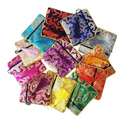 12pcs Seda Brocado Bolsa De Joyeria Bolso Cordon Moneda Cart