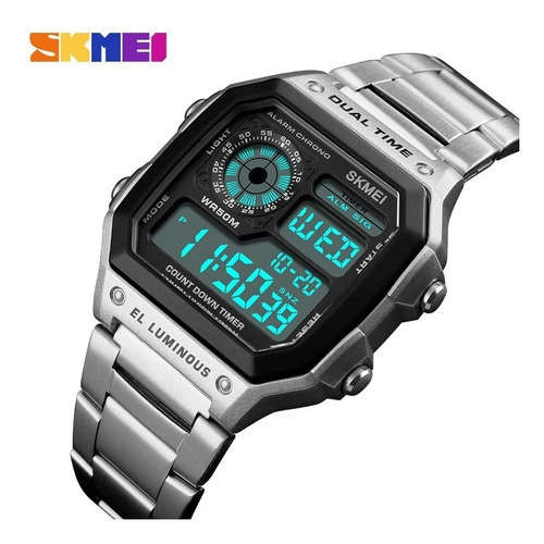 Reloj Hombre Skmei 1335 Acero Crono Timer Sumergible Gtia