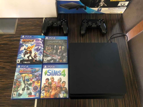 Ps4 Slim 500gb + 2 Joystick + 4 Juegos Impecable