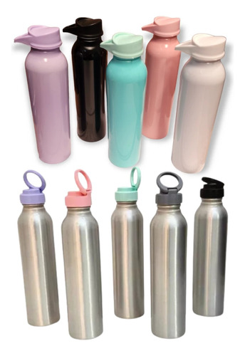 Botella Aluminio 500ml Colores Pack X 12u