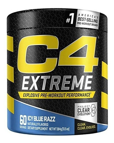 C4 Extreme Pre Entreno Cellucor 60 Servicios Creatina Sabor Icy Blue Raspberry