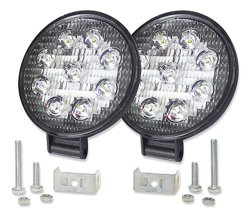 Kit 2 Faros Redondos 9 Leds Tunelight 36w Con Estrobo