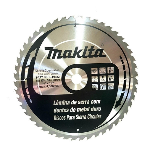 Disco De Sierra De Mesa Makita 14puLG 355mm 48.d B-19582