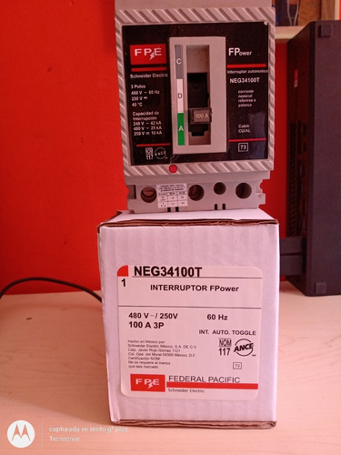 Imagen 4 de 4 de Interruptor Termomagnetico Marca Federal Pacific 100 Amp.