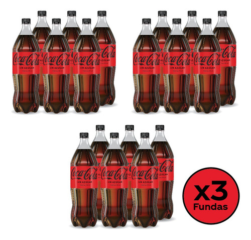 3 Packs Refresco Coca-cola Sin Azúcar 1,5 Lt X6 Un