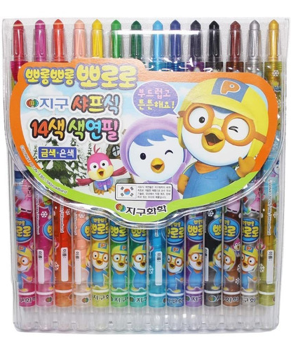 Lápices De Colores Retorcidos X12 Global Chemical Pororo Plá