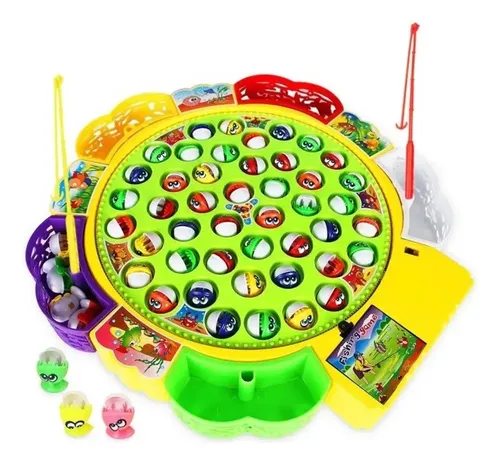 Brinquedo Pega Peixe Pescaria 5 Varinhas Grande 45 Peixes