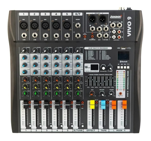 Consola Lexsen Vivo 9 Mixer De 9 Entradas Usb Bluetooth Fx