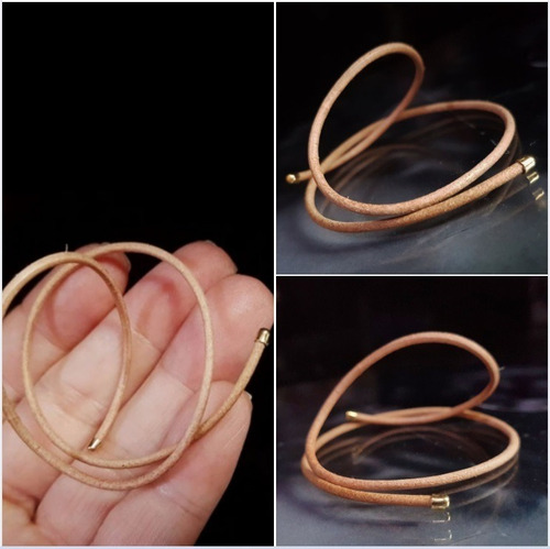 Imagem 2 de 7 de Pedras - Pulseira 1v Couro 1,5mm Ponteiras Ouro Cód148p19