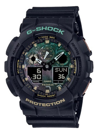 Reloj Casio G-shock Ga-100rc-1adr Color de la correa Negro Color del bisel Negro Color del fondo Verde, cobre