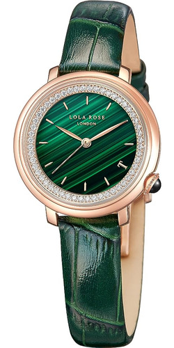 Reloj De Malaquita Para Mujer Lola Rose Con Circón Y Correa 