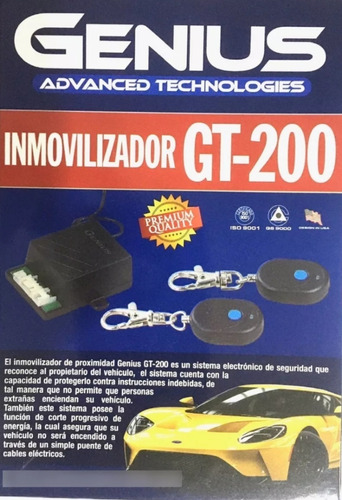 Inmovilizador Antiatraco Gt-200 Genius 2 Controles