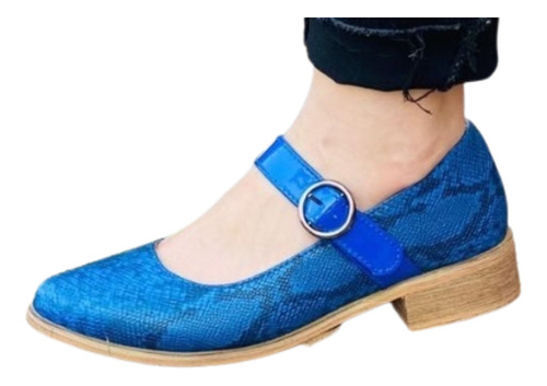 Zapato Bajo Con Correa Azul