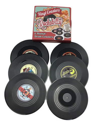 6 Posavasos De Bebida De Vidrio For Taza De Disco De Vinilo