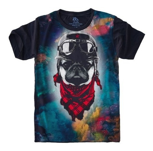 Camiseta Frete Grátis Plus Size Pug Cachorro Motocicleta Ani