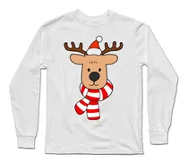 Comprar Playera Manga Larga Unisex Reno Santa Claus Navideño Rodolfo