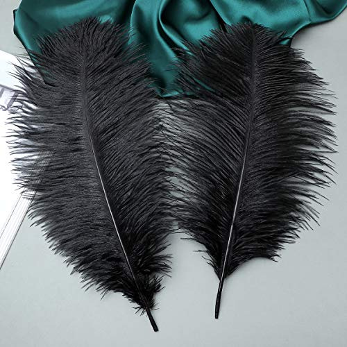 Plumas De Avestruz Naturales Color Negro, Paquete De 24