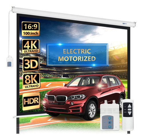 Lopbast Screen Pantalla De Proyector Motorizada De 100 Pulga