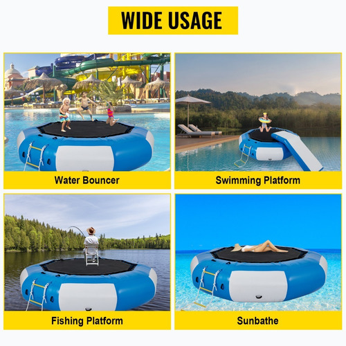Vevor Trampolín De Agua Inflable Acolchado Pvc 3.1m 400kg Lona de salto Azul