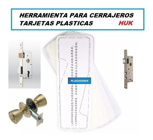 Imagen 3 de 10 de Ganzua Huk 5 Tarjetas Plasticas Apertura Pestillo Cerrajeros
