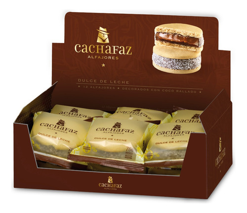 Alfajor Cachafaz Maicena Relleno Con Dulce De Leche 12 Un,