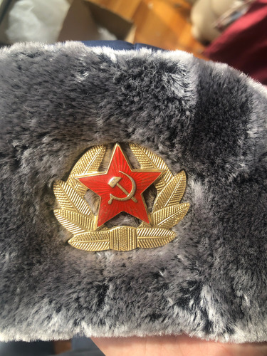 Sombrero Ejército Soviético Soldado Ruso Ushanka Ww2 Gris Unico Estrella Roja