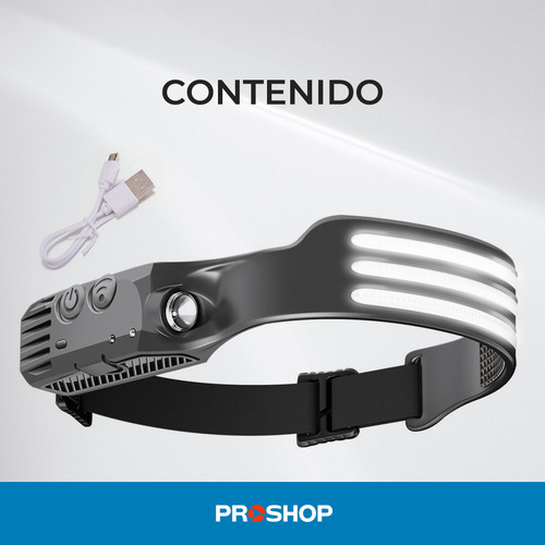 Linterna Led Recargable Vincha Minero Cabeza Usb Sensor ! Color de la linterna Negro Color de la luz Blanco