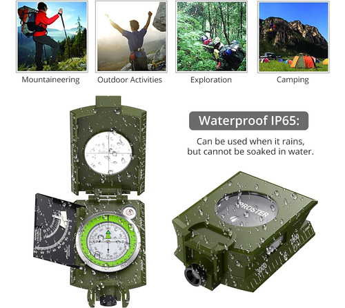 Brújula De Senderismo Proster Ip65 Con Clinómetro De Observa