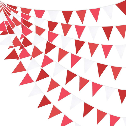 32ft Red Pennant Banner Fabric Triangle Flag Bunting Garland