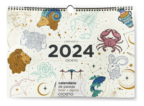 Calendário De Parede 2024 Astral Cartas Do Zodíaco