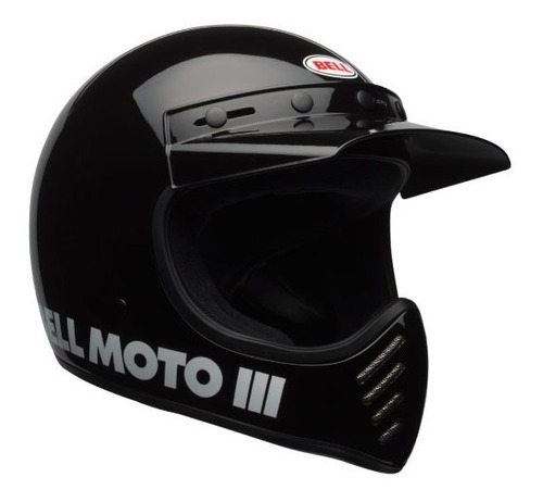 Casco clásico negro Bell Moto 3, casco negro talla 60/L