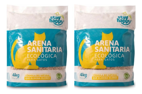 Pack 2 Arena Ecológica Sanitaria 4kg Gato Hamster Cuy Conejo