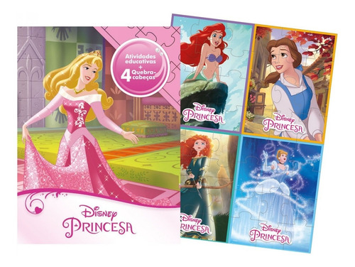 Livro Com Quebra-cabeças Aprender Brincando Princesas Disney