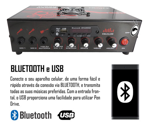 Amplificador Mesa Turbo Dance Bluetooth Usb 300w Rms Trinity