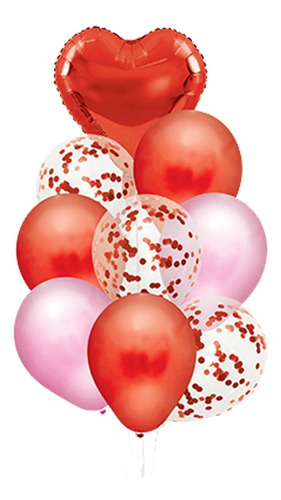 Set 9 Globos Premium Rojo Corazón Metalizado-ciudad Cotillón