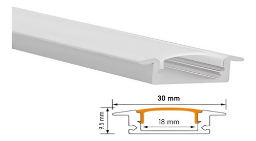 Perfil Riel Ancho Empotrable Para Cinta Led 2 Cms - 2 Metros