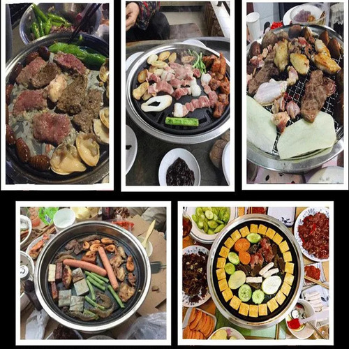 Plato Coreano De Hierro Redondo Para Barbacoa, Juego De Barb