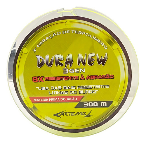 Linha Pesca Artemis Dura New Amarelo 0,40mm 40lb Mono C/300m