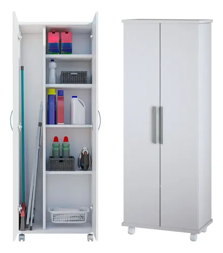 V4 Móveis E Decoração Armário Multiuso Lavanderia Organizador 2 Porta
