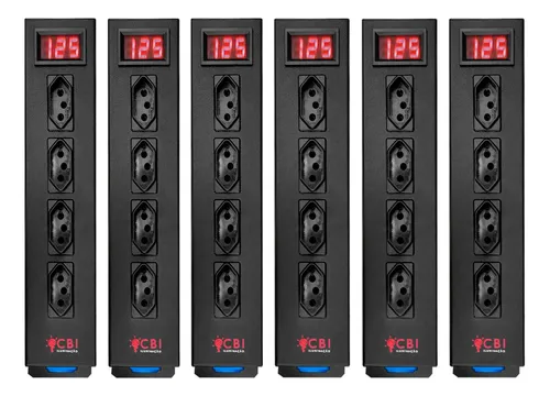 comprar 6x Régua Entrada Powercon 4 Tomadas Voltímetro 4kw Su002F Cabo